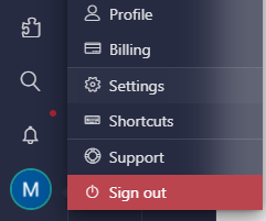 sign out Workspace Hub