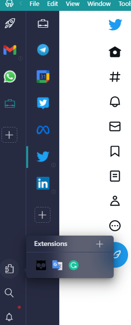 Twitter app in Workspace Hub
