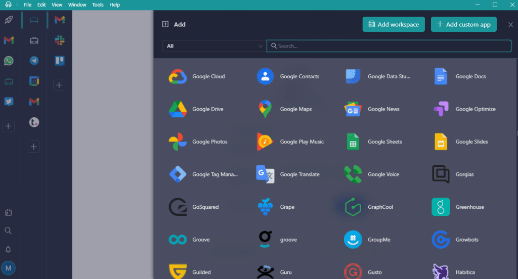 cp add Workspace Hub applications