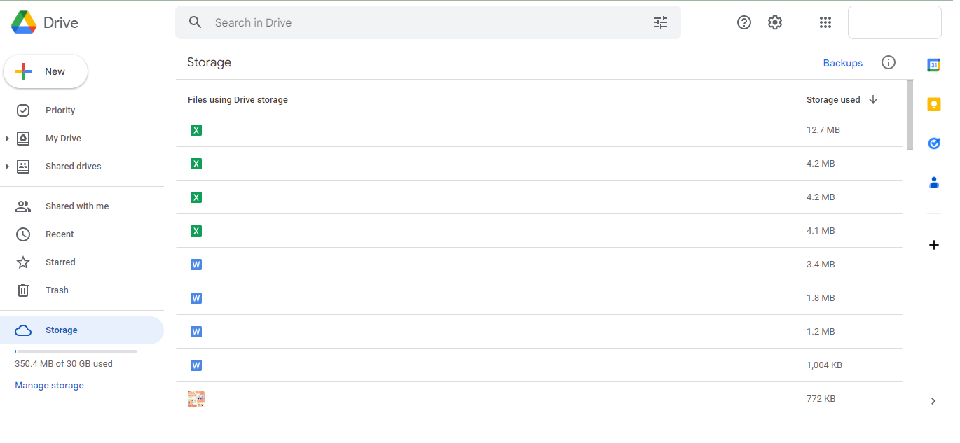 Google Drive space