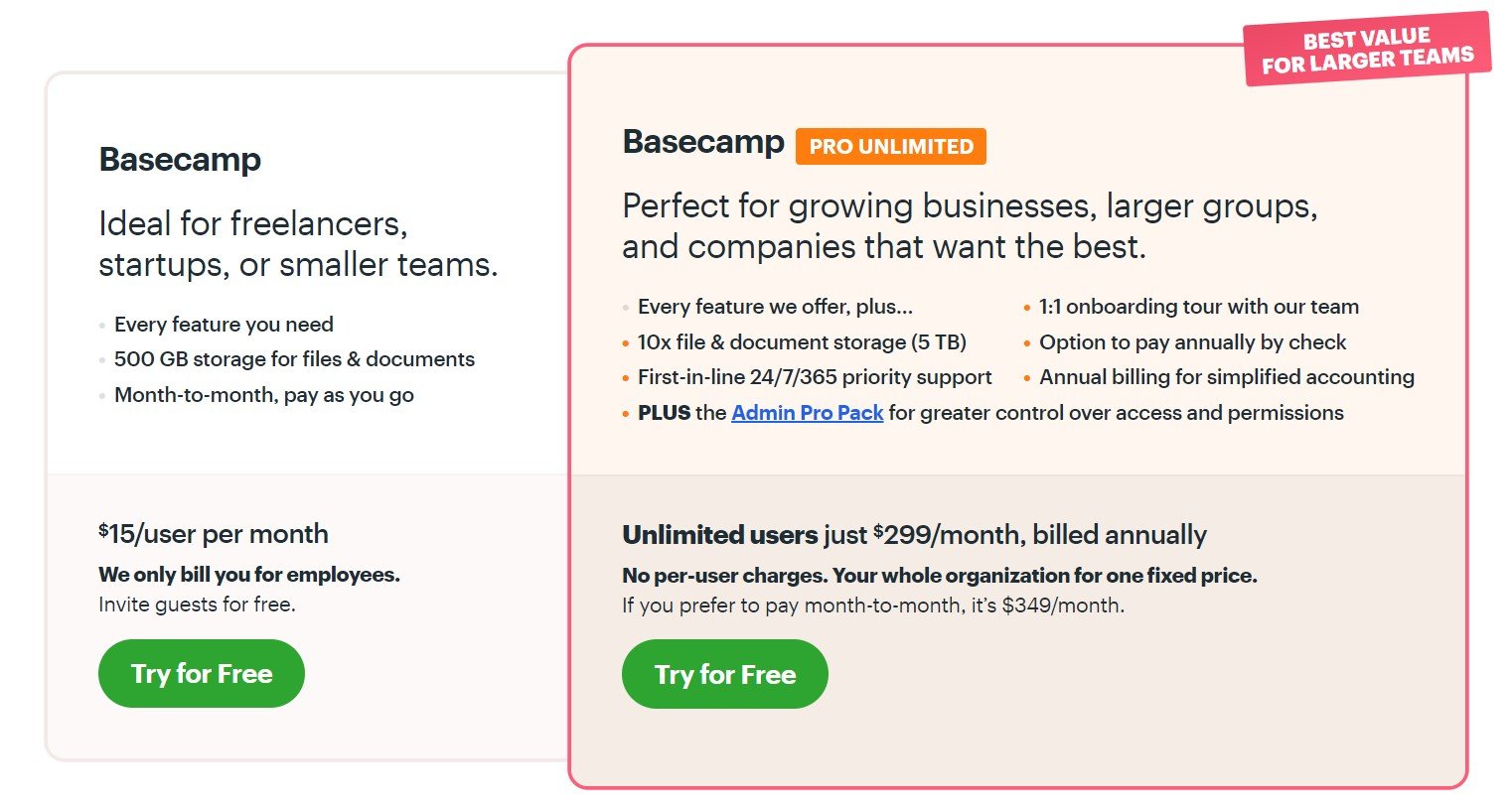 pricing basecamp