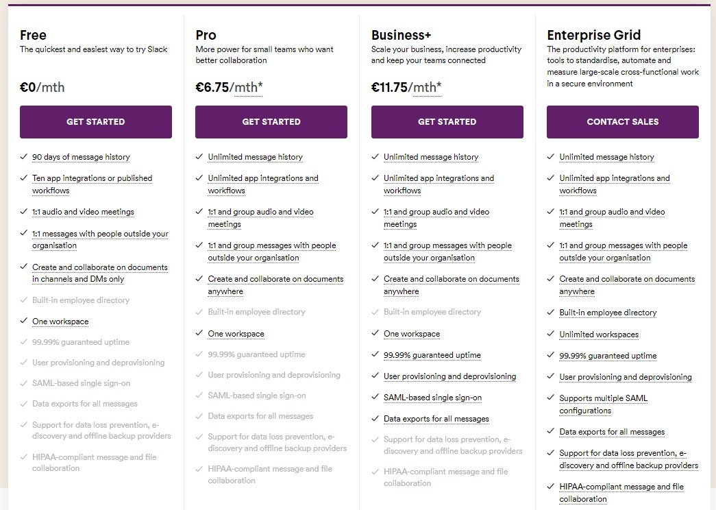 Pricing Slack. Slack vs Teams