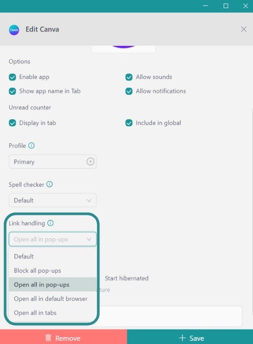 canva's Settings