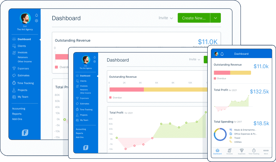 FreshBooks interface-best apps for small business