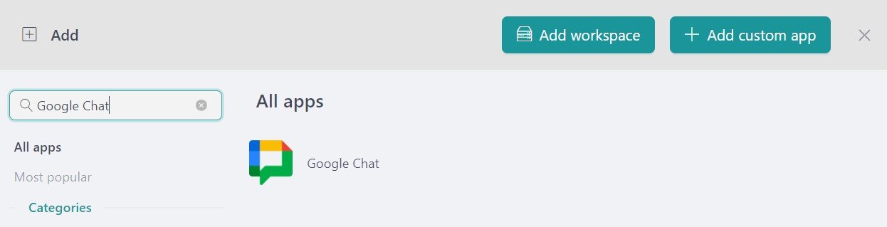 add google chat to Workspace Hub