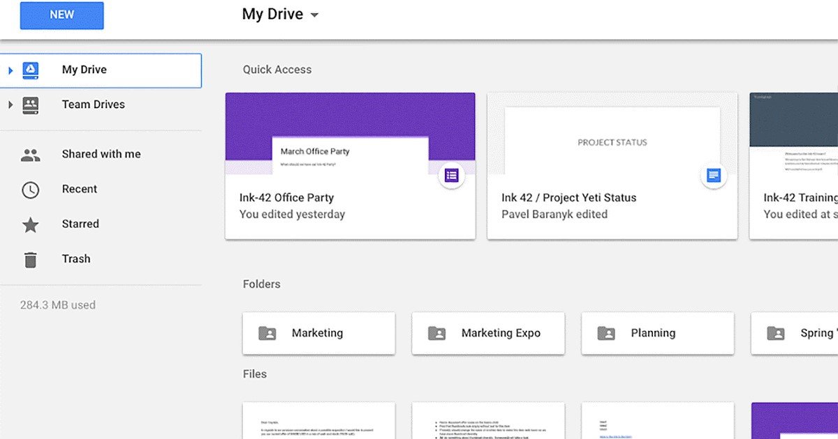 interface google drive