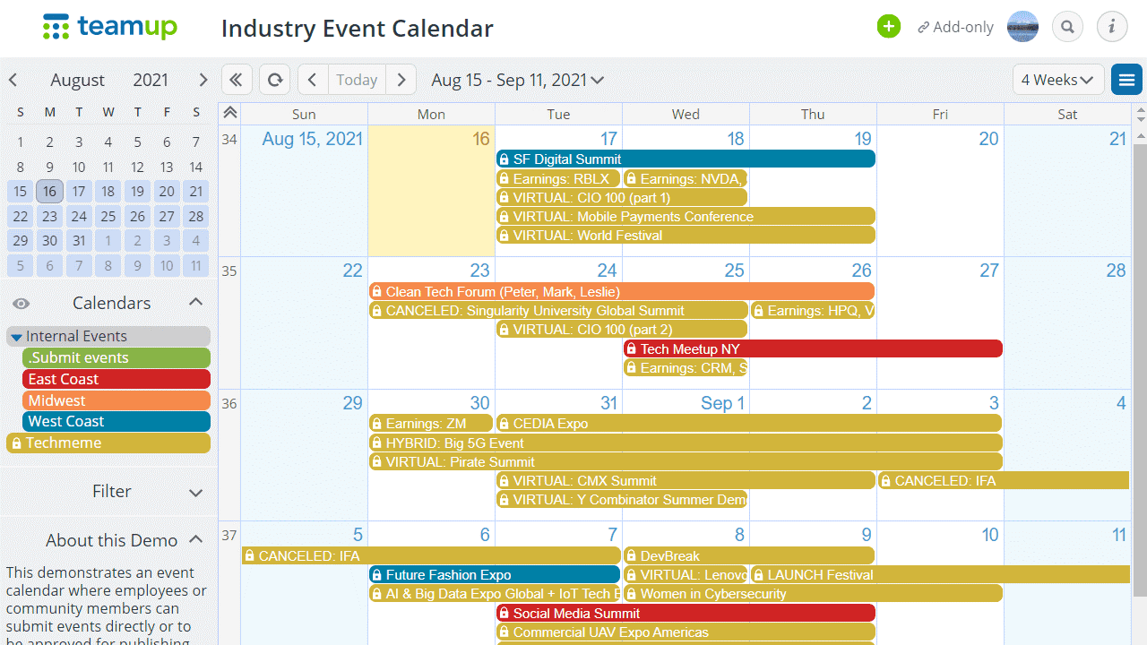 teamup calendar