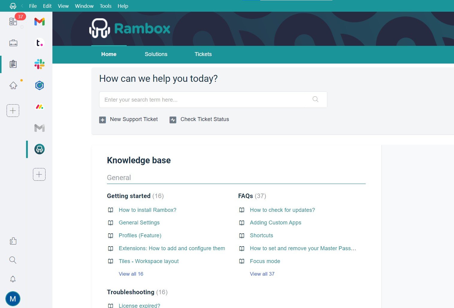 Workspace Hub support