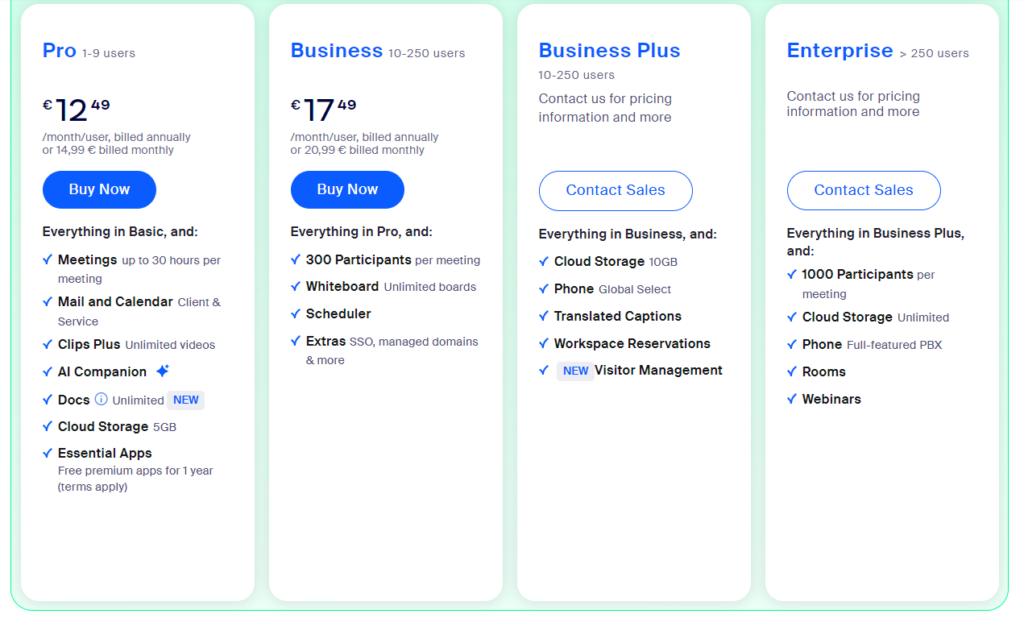 Pricing Zoom