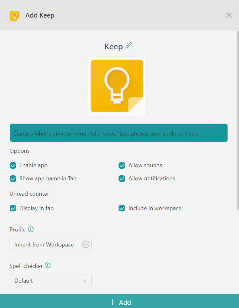 configure google keep