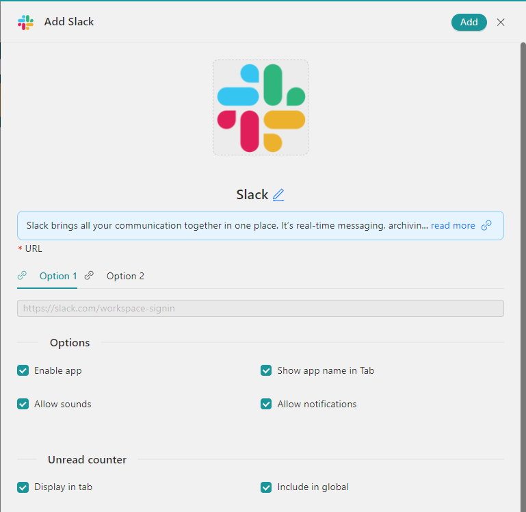configure new slack Workspace Hub