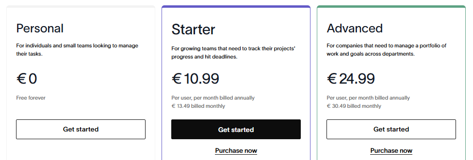 Asana vs Notion: pricing