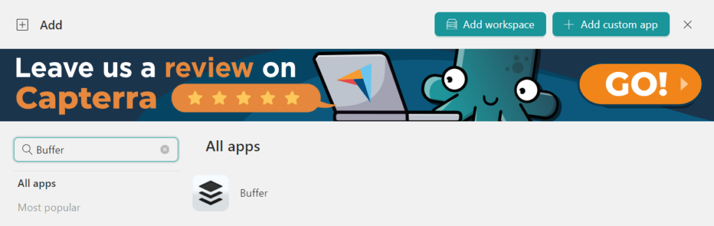 add Buffer to Workspace Hub
