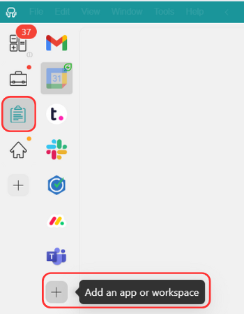 Add an app Workspace Hub