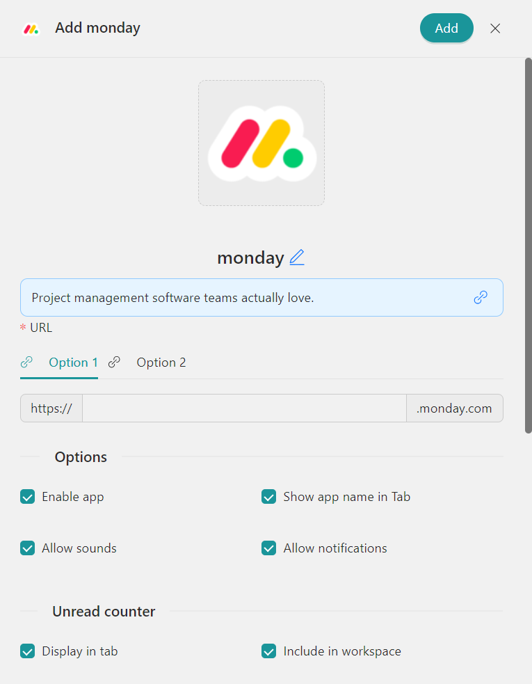 Configure Monday on Workspace Hub