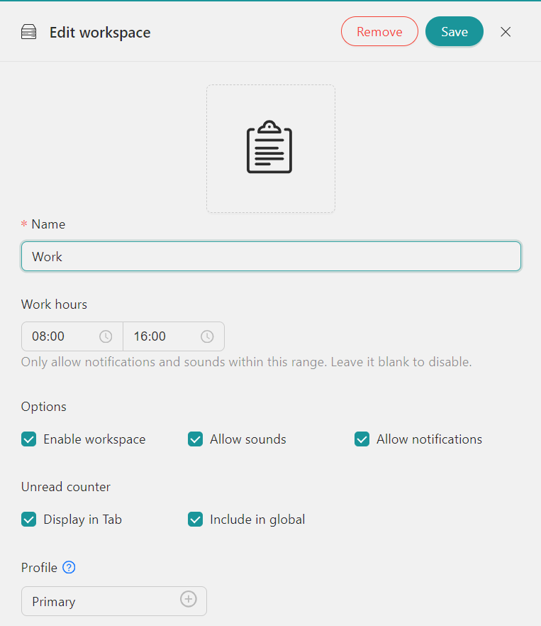 Add Workspace on Workspace Hub