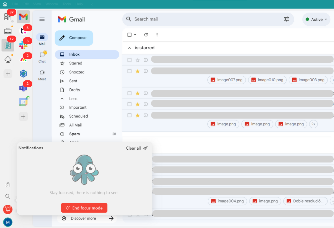 Workspace Hub Focus Mode interface