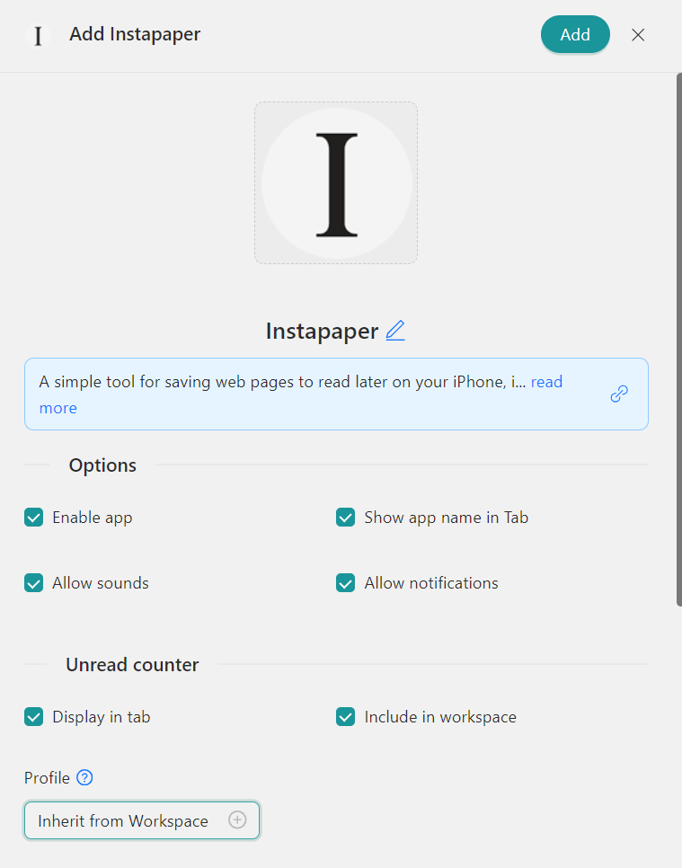 configure Instapaper to Workspace Hub- Pocket alternatives