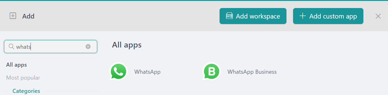 Add WhatsApp to Workspace Hub