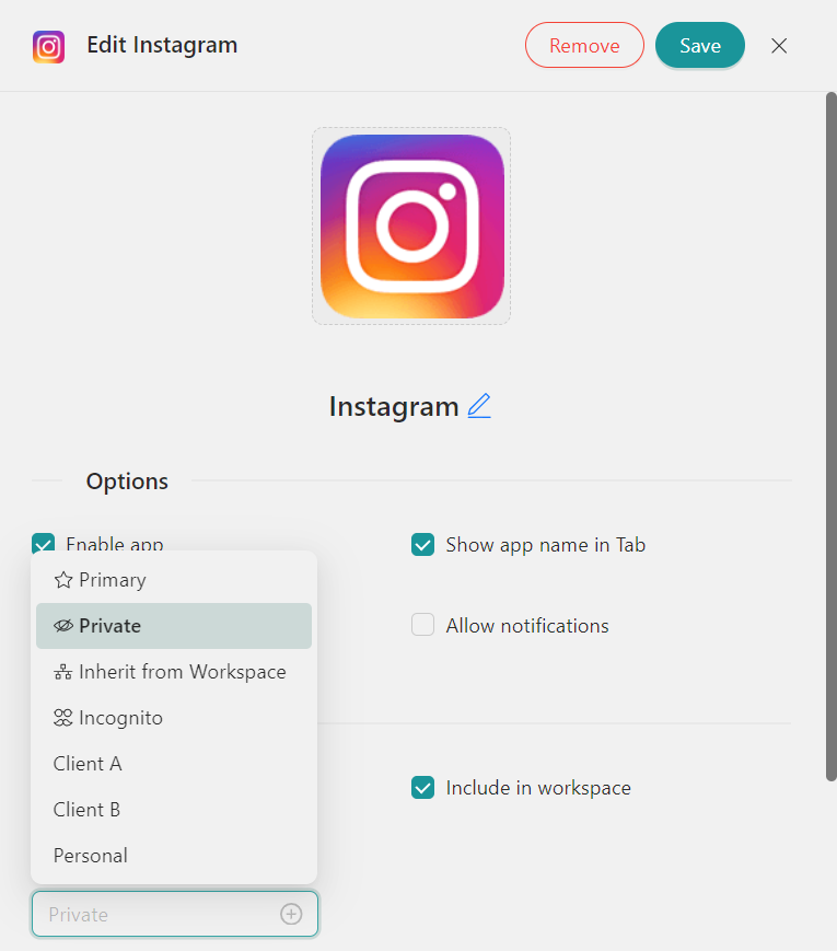 Intagram profiles Workspace Hub