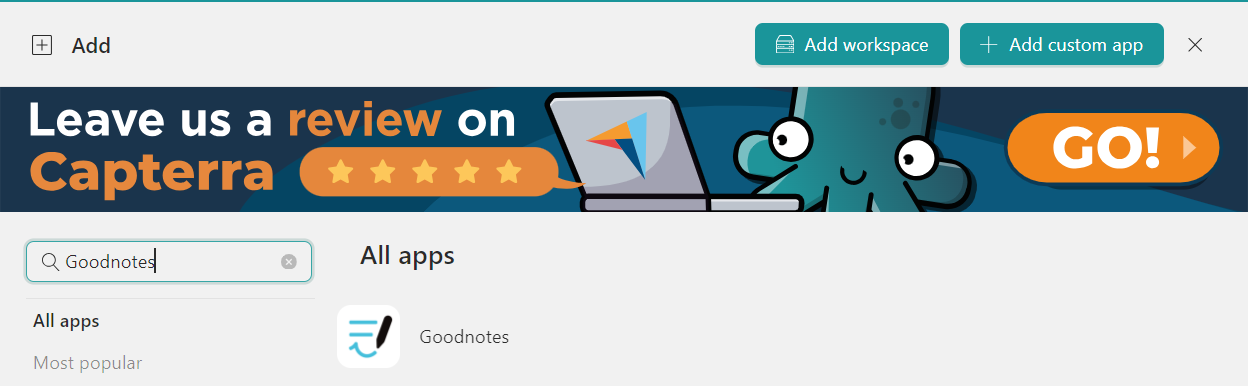 Add Goodnotes to Workspace Hub