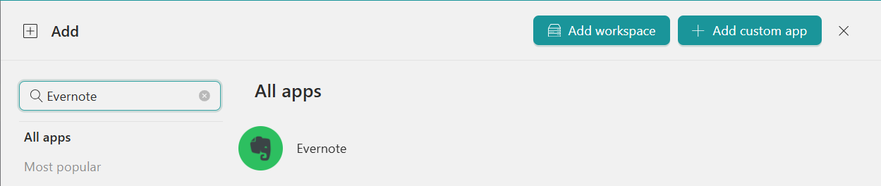 Add Evernote to Workspace Hub