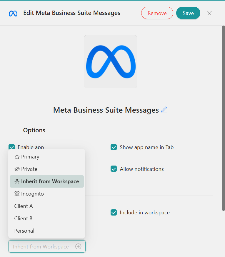 Workspace Hub Profiles- Meta