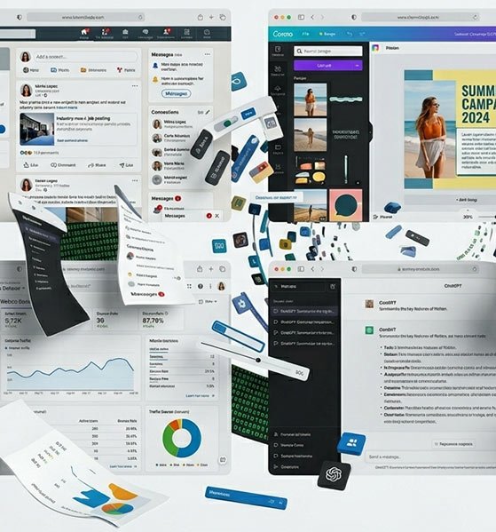 Marketing tools and client accounts organized in Workspace Hub
