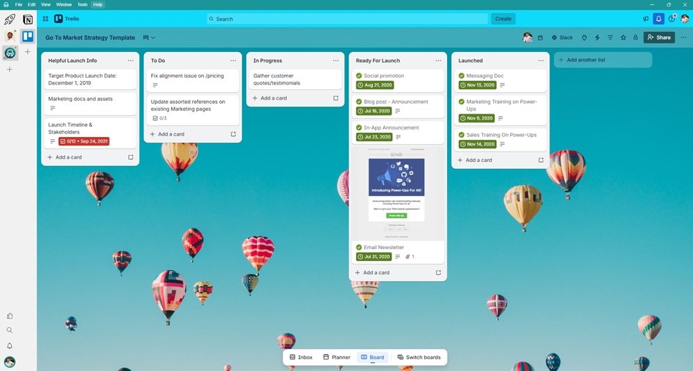 Trello in Workspace Hub
